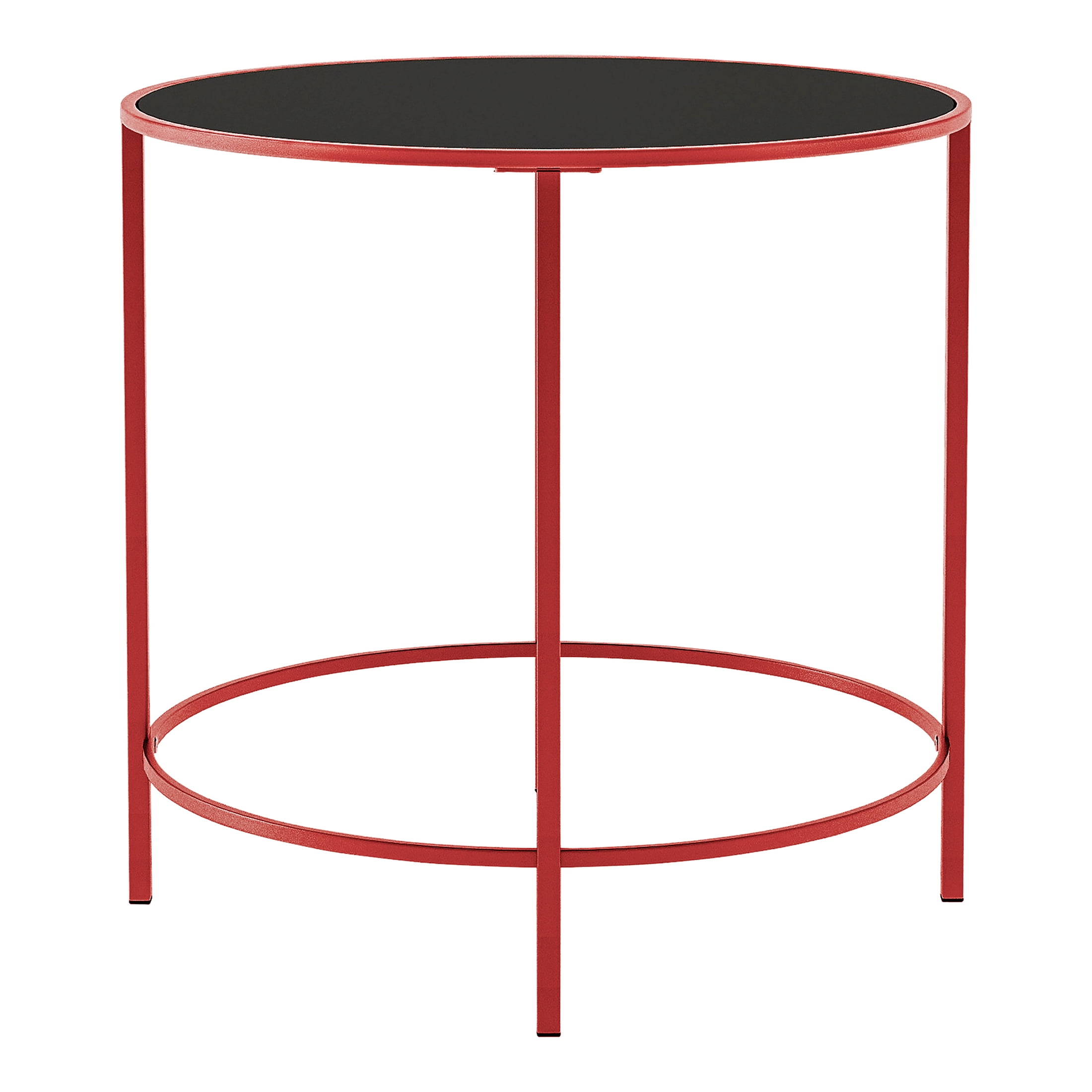 Furniture of America Harre Glass Top Side Table, Red