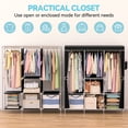 thumbnail image 3 of YOUPINS Clothes Organizer 3 Hanging Rod Shelf Portable Closet with Cover Clothes Rack Standing Closet Clothes Storage Wardrobe Garment Cabinet, 3 of 8