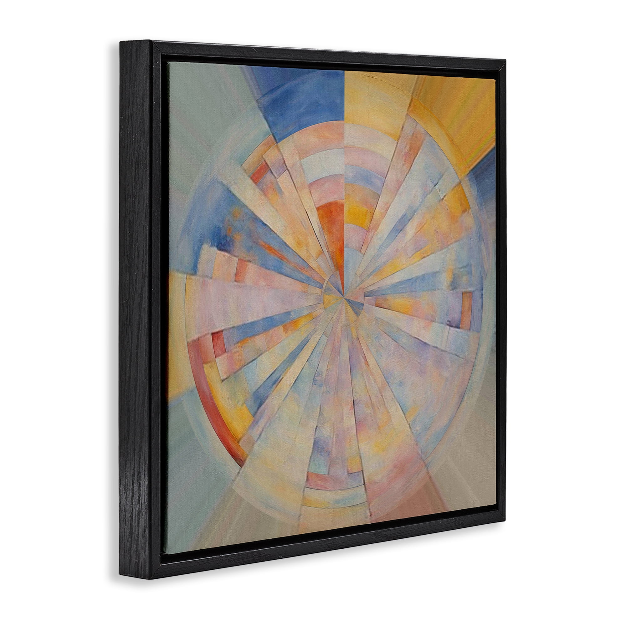 Stupell Industries Circle In Abstraction Abstract Painting Black Floater Framed Canvas Art Print Wall Art, 25 x 25