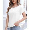 thumbnail image 4 of Uvplove Women's Summer Loose Casual Short Sleeve Chiffon Top T-Shirt Blouse,White,X-Large, 4 of 14