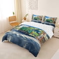thumbnail image 3 of Castle Fairy Anime Garbage Truck Queen Duvet Cover Set for Teens, City Street View Bedding for Bedroom, Green Blue,3-Piece,No Comforter, 3 of 6