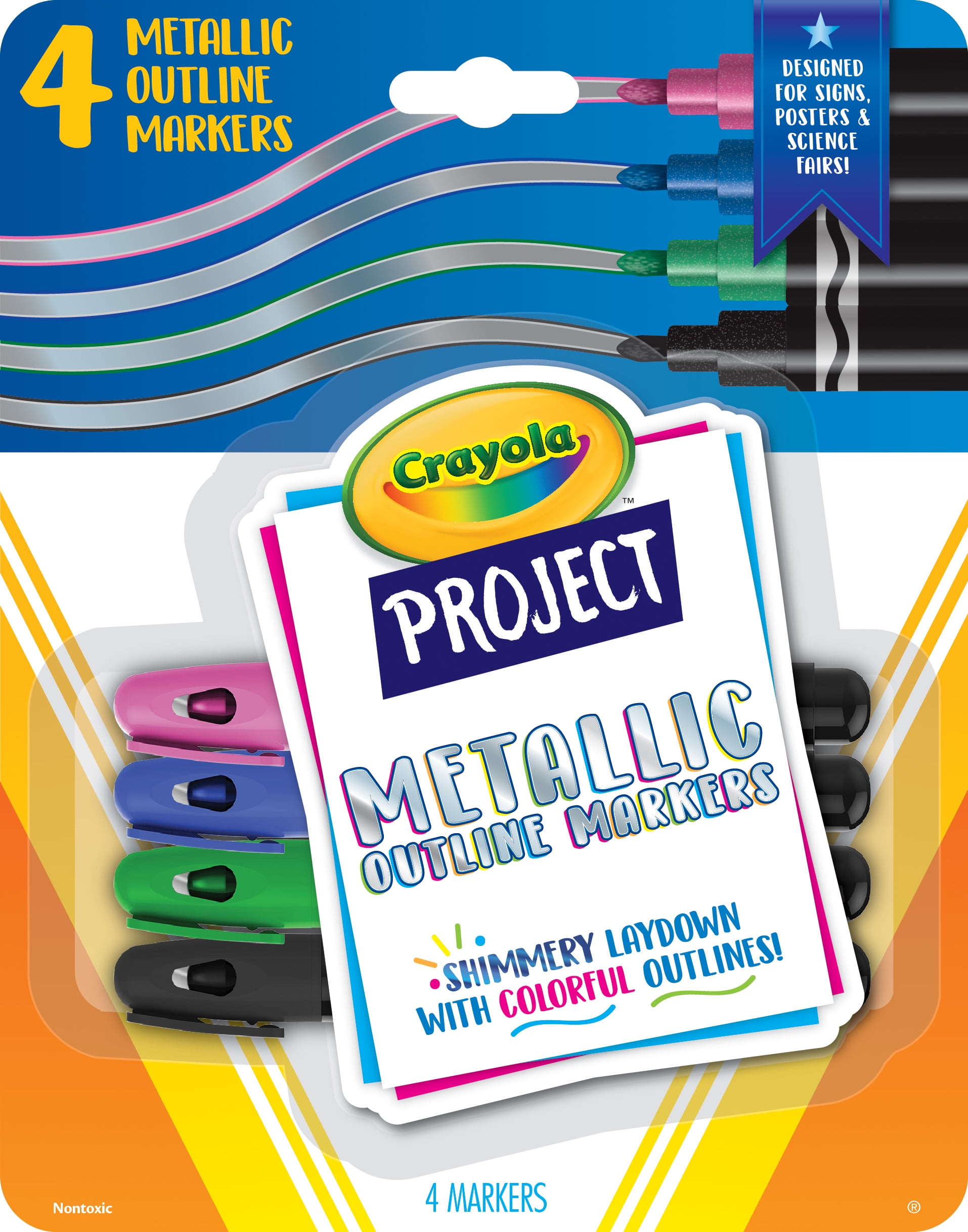 Crayola Metallic Outline Paint Markers, Assorted Colors, 4 Count