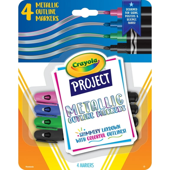 Crayola Metallic Outline Paint Markers, Assorted Colors, 4 Count