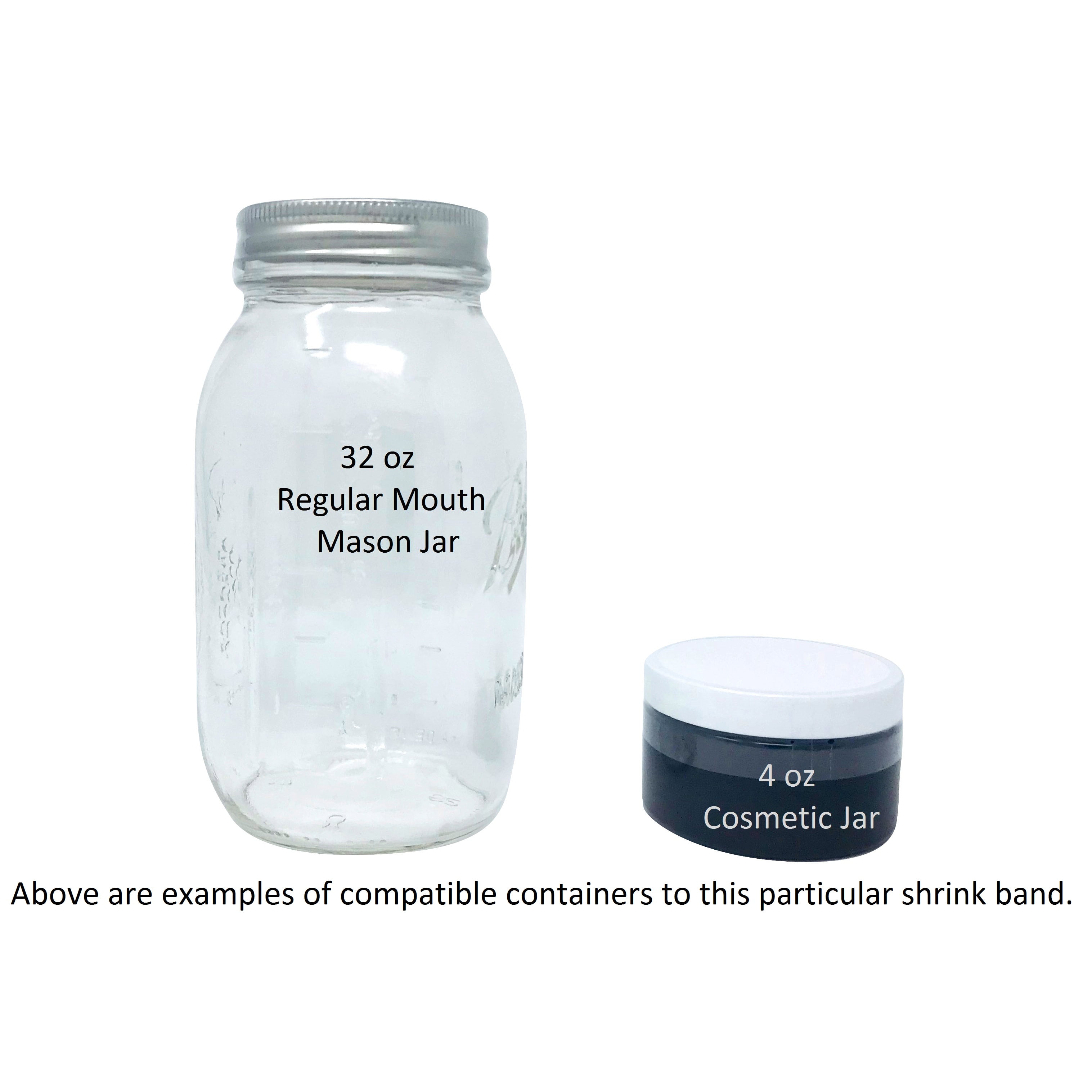 - Bundle of 50 Large Containers 165 x 28 mm Clear Perforated Shrink Band for Glass Jars Compatible Diameter Range: 3 3/4-4 and More. Plastic Jars 