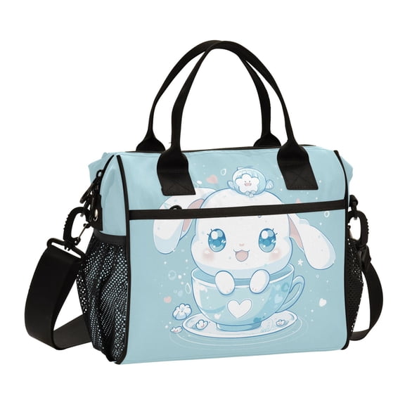 Cute Cinnamoroll Sanrio in Cup Lunch Bag Insulated Lunch Box Leakproof Reusable Cooler Tote Adjustable Shoulder Strap for Men Women 9L