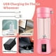 thumbnail image 2 of Licuadora portátil mini para batidos y licuados, recargable por USB, 380 ml, taza exprimidora de frutas para viajes con 6 cuchillas, 2 of 4