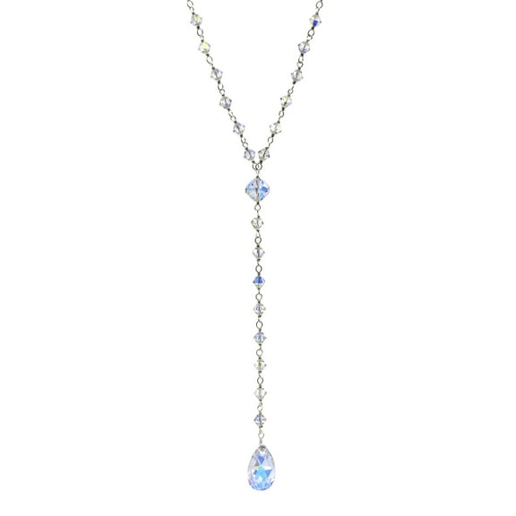 1160 Jewelry Austrian Crystal Y Necklace with Aurora Borealis Beads and a 3" Drop and Centerpiece, for Adults