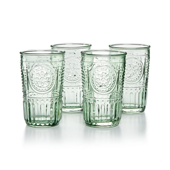 Bormioli Rocco 387595GRS021524 Romantic Tumbler, Set of 4, 10.25 oz, Pastel Green