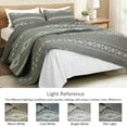 thumbnail image 6 of Whale Flotilla Reversible Ultra Soft Printed Quilts Queen Size, Lightweight Patchwork Geometric Stripes Bedspreads Coverlets Queen Quilt Bedding Set with 2 Pillow Shams for All Seasons, Deep Grey, 6 of 8