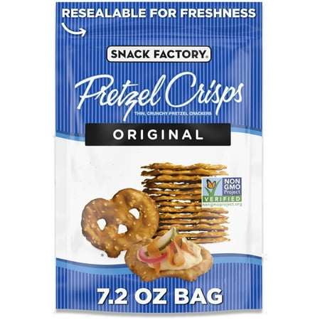 Snack Factory Original Pretzel Crisps Non-GMO 7.2 oz Resealable Bag Snack Factory Original Pretzel Crisps Non-GMO 7.2 oz Resealable Bag