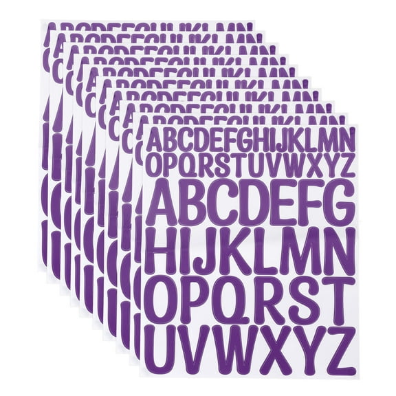 624 Pieces Vinyl Letter Stickers, 12 Sheets 2 Inch Purple Artistic Font Self-Adhesive Cute Alphabet Stickers