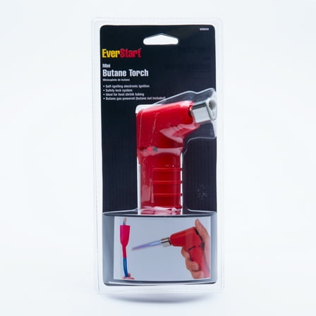 EverStart Mini Butane Torch with Safety Lock, Red, Assembled Product Weight .26 lbs