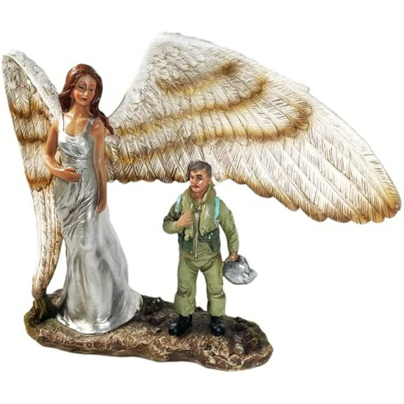 Urbalabs Army Air Force and Navy Fallen Soldier Battlefield Cross Statue Rustic Home Decor Man Cave Office Bedroom Living Room Decor Military Support (Airman)