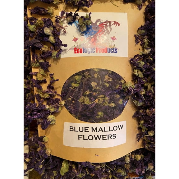 European  EcoProd Blue Mallow Flowers All Natural  Dried Wild Harvested 2 oz.