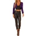thumbnail image 2 of INSPIRE CHIC Boléro Court Ouvert Sans Col à Paillettes à Manches Longues Décontracté pour Femme TP Violet, 2 of 6