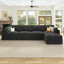 HONBAY 144" L Shaped Sectional Modular Sofa with Storage, Oversized Cloud Chenille Sofa for Living Room, Dark Gray