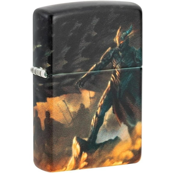 Zippo Lighter - Customized Message on Knight and Dragon 540 Matte Pocket 46284