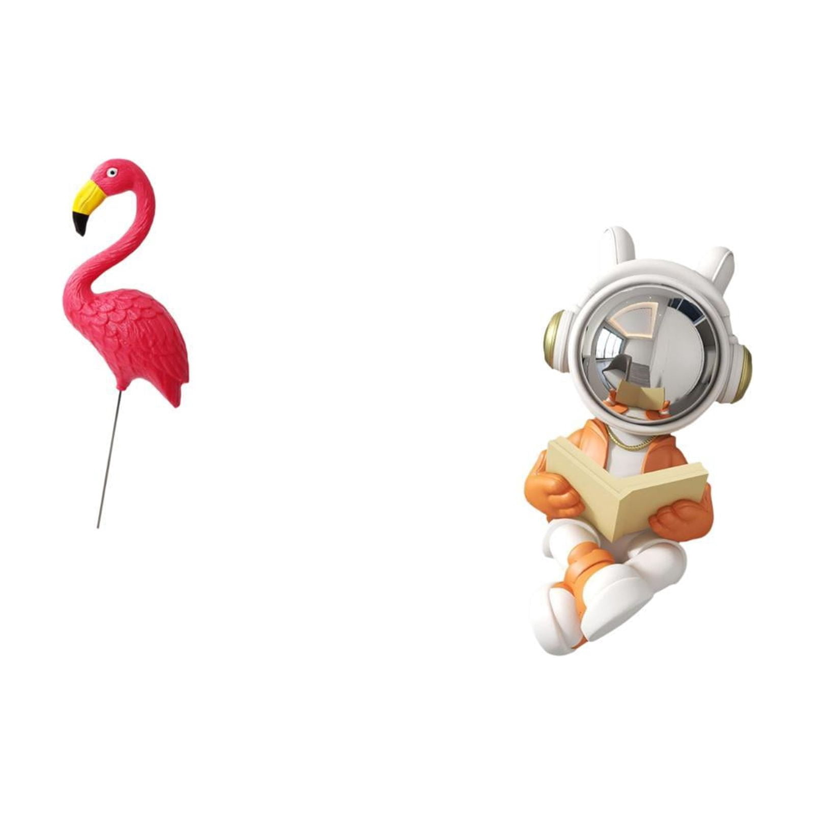 Miulika Flamingo Astronaut Garden Sculpture Figurine Statue Ornament for Holiday Spring Backyard Yard Art Accessories Desktop Table Centerpiece