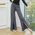 thumbnail image 6 of Maean Loose Yoga Pants for Women Cotton Elastic Waist Wide Leg Drawstring Casual Sport Running Split Pant, 6 of 7