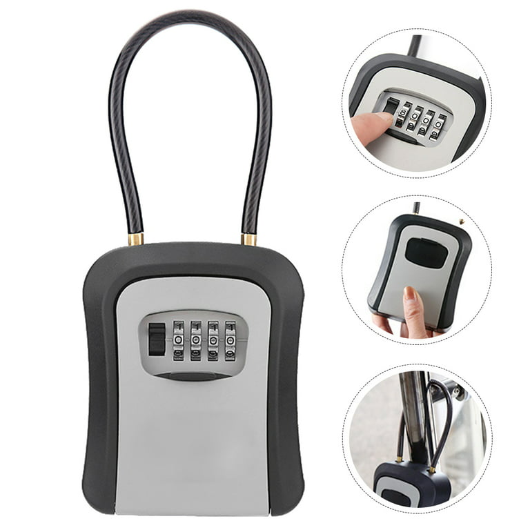 Husfou Key Lock Box Waterproof, Portable 4-Digit Combination Safe Lockbox with Removable Shackle, 5 Key Capacity Security Key Storage for Home Outdoor