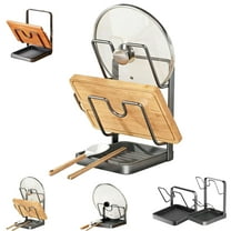 Kitchen Pot Lid Storage Rack, Pot Lid Organizer Rack, Lid Rack for Pot Lids, Multifunctional Kitchen Pot Cover Organizer for Countertop, With Removable Drip Tray (Gray Double)