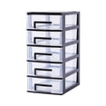 thumbnail image 1 of Multifunctional Five Layer Storage Cabinet Plastic Drawer Type Closet Portable Storage Case Organizer Sundries Holder (Black and Transparent), 1 of 2