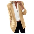 thumbnail image 1 of Ladies Work Suit V Neck Cardigan Solid Color Blazer Single Breasted Outwear Button Down Pockets Jacket Comfy Loose Blouse, 1 of 5