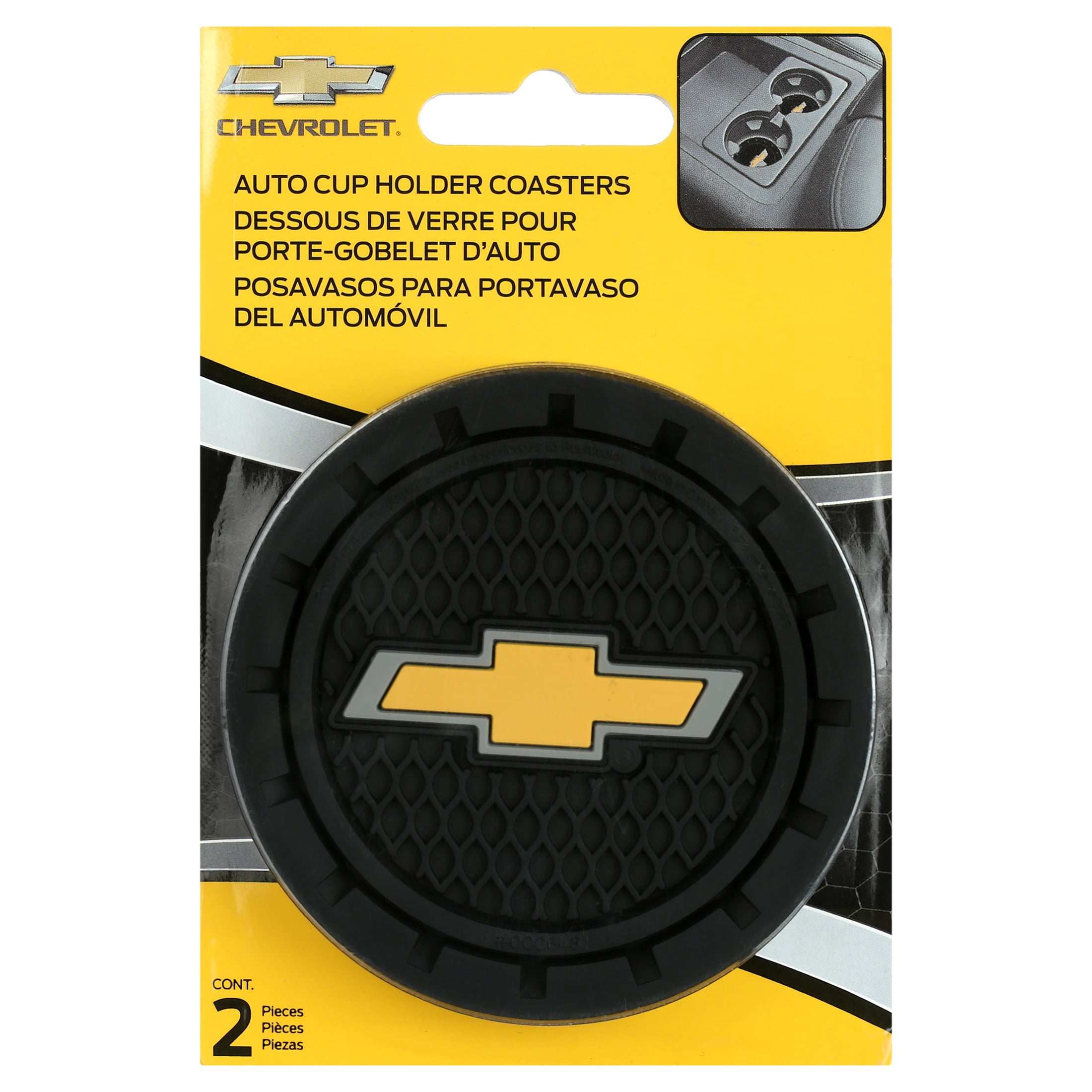 PlastiColor Chevrolet Bowtie Gold Automotive Cup Holder Coasters 2 Pack