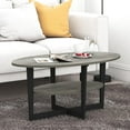 thumbnail image 2 of Simple Design Oval Coffee Table with Bin for Living Room, White Oak/Chrome/Black, 2 of 13