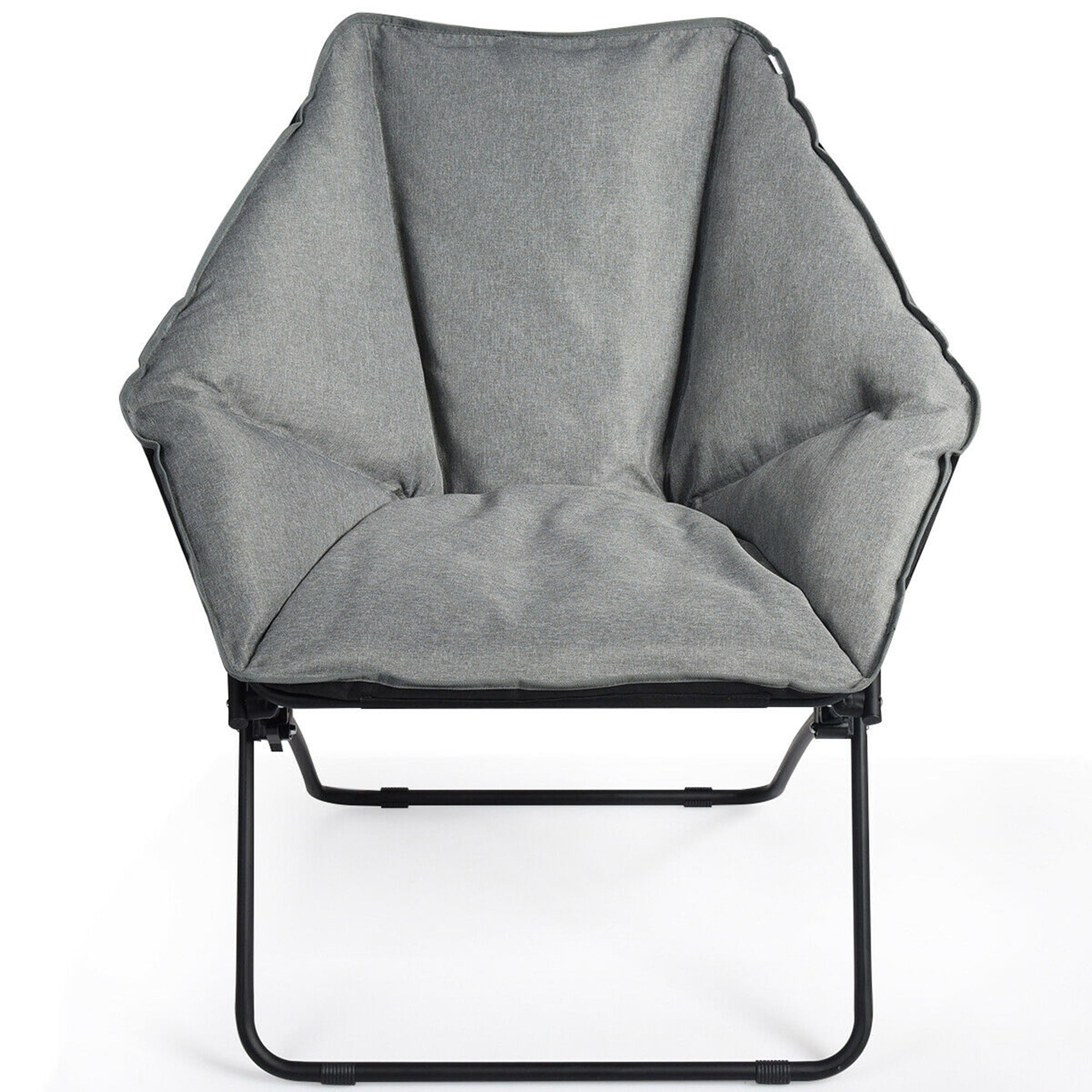 Folding Saucer Padded Chair Soft Wide Seat w/ Metal Frame ...