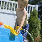 Step2 Waterpark Wonders Two-Tier Blue Plastic Outdoor Toy and Water Table for Toddler with Umbrella