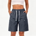 thumbnail image 4 of Inglocry Women's Cargo Shorts Summer High Waisted Bermuda Shorts Casual Trendy Hiking shorts Elastic Waist Pant with Pockets 2026 Gray XL, 4 of 4