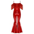 thumbnail image 4 of inhzoy Kids Girls Shiny Metallic Tassels Flared Jumpsuit Bell Bottom Spaghetti Strap Disco Party Outfits Red 8, 4 of 7