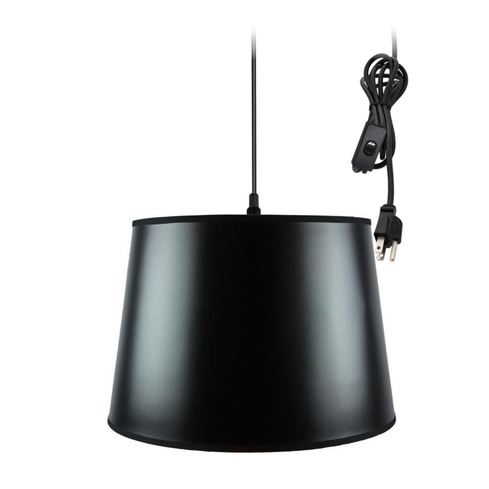 1Light Plug In Swag Pendant Ceiling Light Black/Gold Shade Walmart
