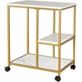 thumbnail image 2 of SOGES 3-Tier Storage Cart with Wheels, Mobile 3 Shelves End Table, Rolling kitchen Cart with Storage Shelves, Gold Side Table Organizer Shelf for Living Room, 2 of 7