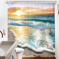 thumbnail image 4 of Riyidecor Juego De Cortinas De Ducha Con Temática De Playa Y Océano Para Baño, Amanecer, Atardecer, Vista, Escena, 71 X 71 Pulgadas, Hawaii, Costa, Verano, Costero, Paisaje Marino, Tela Decorativa, 12, 4 of 5