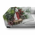 thumbnail image 3 of Christmas Soft Flannel Fleece Throw Blanket, Retro Style Greeting and New Year Theme with Properties and Snow Covered Wood Print, Cozy Plush for Indoor and Outdoor Use, 60" x 80", White, by Ambesonne, 3 of 6