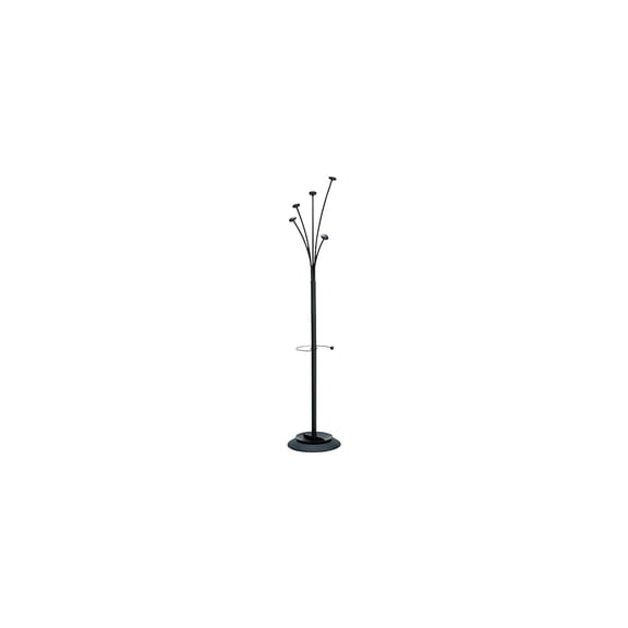 Alba Festival Coat Stand - 5 Pegs - 74" Height - for Garment - Black - 1 Each