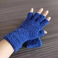 thumbnail image 2 of harmtty Winter Gloves Unisex Half-finger Thermal Gloves Soft Fleece Elastic Wrist Anti-slip Windproof Extended Wrist Ideal for Winter Weather Writing Typing 1 Blue, 2 of 8