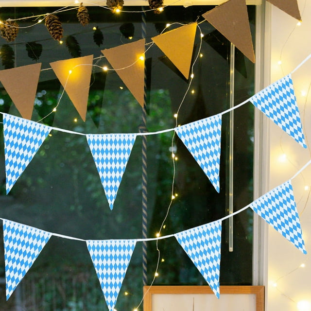 CTIRCHIU 25Flags Set Oktoberfest Celebrations Bavarian Pennant Banner Sky- Polyester Bars Festivals