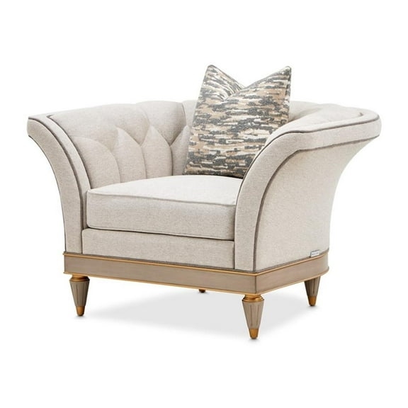 St. Charles Matching Chenille Accent Chair - Natural/Dove Gray
