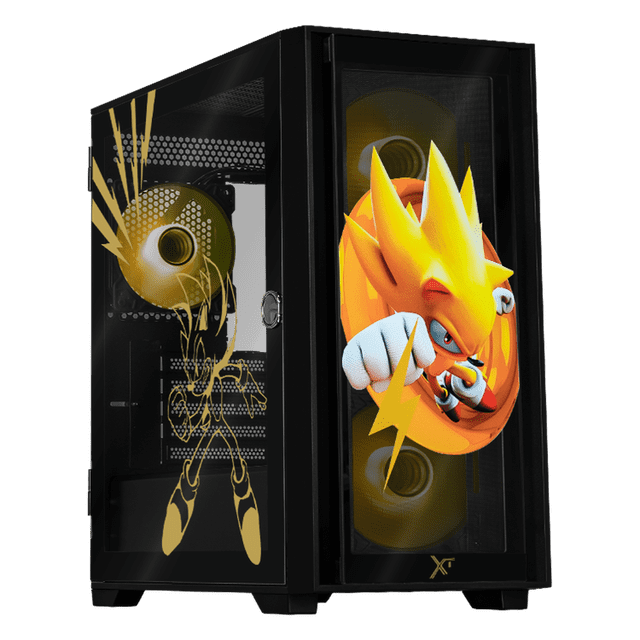Gabinete XTREME PC GAMING Sonic Super Sonic Ring Edition Mini Torre 4 Fan ARGB USB-C Negro CXTSS6000BK