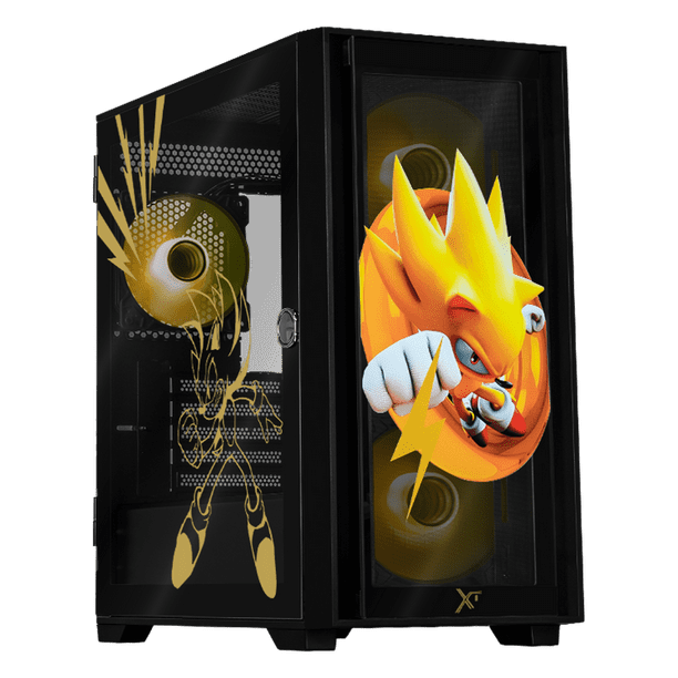 Gabinete XTREME PC GAMING Sonic Super Sonic Ring Edition Mini Torre 4 Fan ARGB USB-C Negro CXTSS6000BK