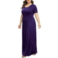 thumbnail image 5 of POSESHE Women's Plus Size Short Sleeve Maxi Dress with Pockets，Tunic Swing T-Shirt Dress, 5 of 6