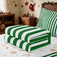 thumbnail image 5 of Manfei Stripe Twin Comforter Set Fitted Sheet 2 Pillowcases, Green White, Xmas Reversible, 5 of 7