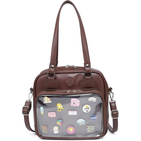 TRAHOO-Leather Ita Backpack Crossbody Bag Messenger Purse JK Uniform Shoulder Bags for Anime Pins Display
