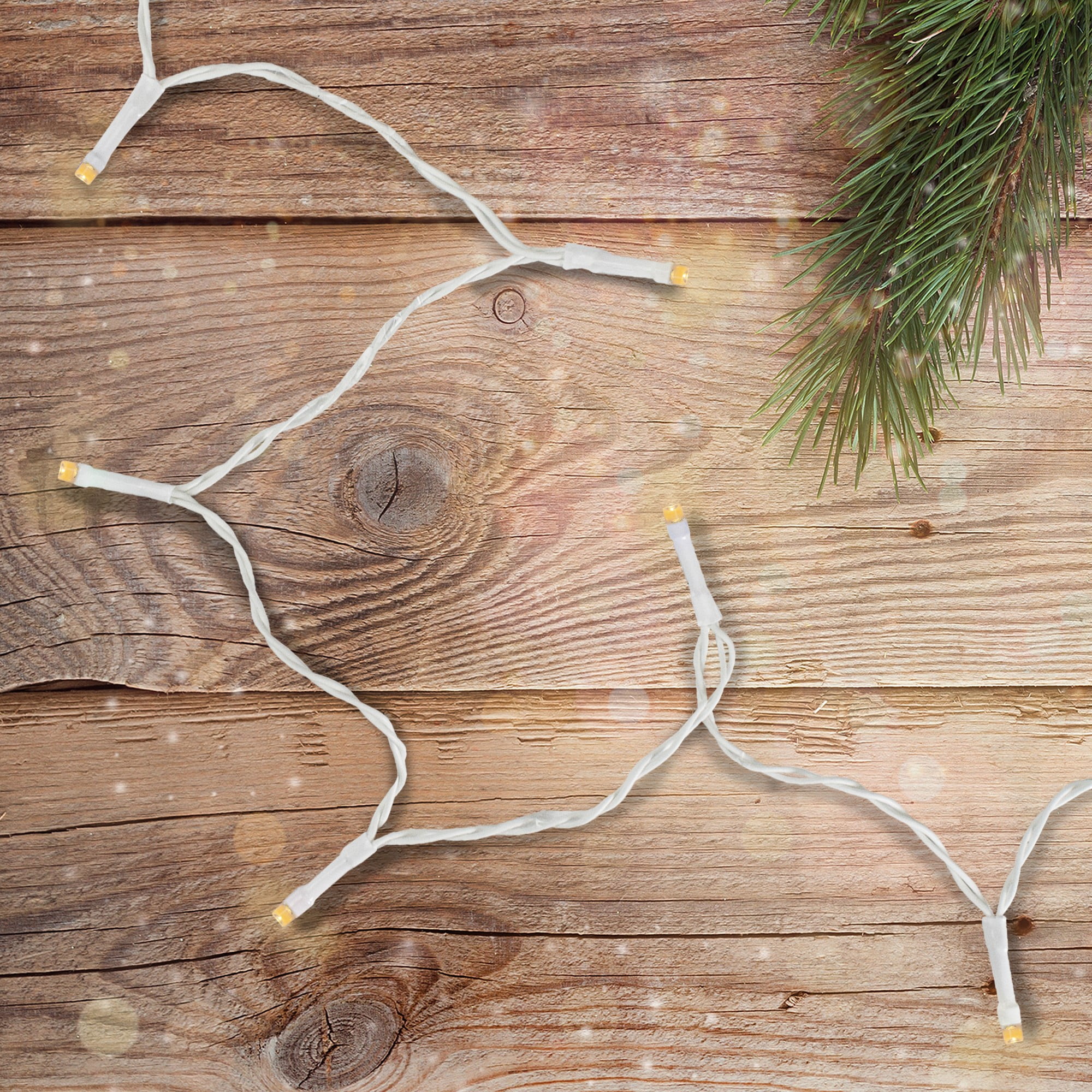 Northlight 10 B/O Warm White LED Wide Angle Christmas Lights - 3 ft White Wire - 3'