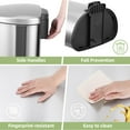 thumbnail image 3 of Huloretions 50L/13 Gallon Kitchen Step Trash Can, Silent Design 13.2 Gallon Step Trash Can Fingerprint-Proof Stainless Steel with Hinged Lids Garbage Can with Removable Inner Bin Strong & Fashionable, 3 of 9