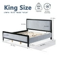thumbnail image 2 of King Size Bed Frame with Soft Fluffy Headboard,Gray Upholstery & Black Solid Wood Frame,Noise-Free Slats,Easy to Assemble for Any Bedroom,Black+Gray, 2 of 7