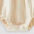 thumbnail image 4 of KPOPLK Preemie Newborn Baby Girl Clothes Infant Cotton Linen Romper Summer Outfit for Girls Ruffle Sleeve Bodysuit Jumpsuit & Headband(0-3 Months,Beige), 4 of 7